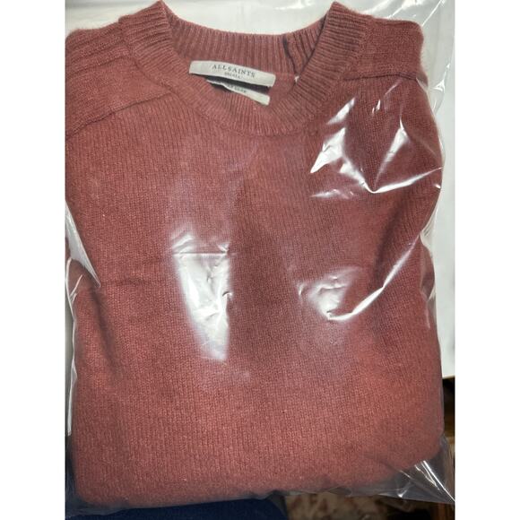 AllSaints Italian yarn Cashmere wool RUST Boxy RAW HEM Oversized Sz S Womans - Picture 5 of 7